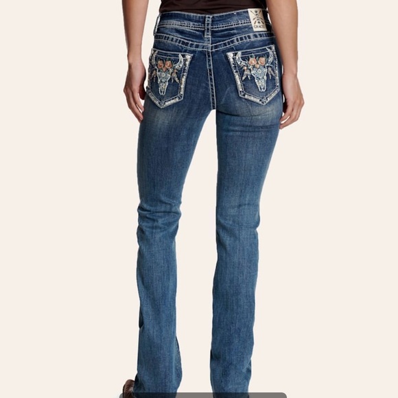 Grace in LA Denim - Grace in LA Women's Boot Cut Jeans - Indigo with White Details